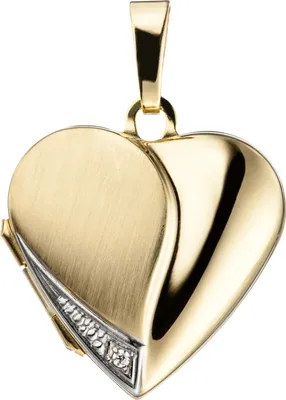 Produktbild von JOBO Medaillon Herz für 2 Fotos 333 Gold Gelbgold mit Zirkonia Anhänger zum Öffnen