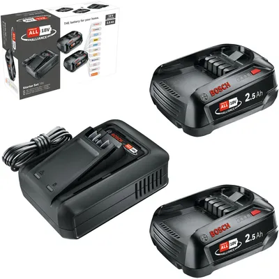 Image de BOSCH Home & Garden 1600A031T5 BOSCH Home & Garden Werkzeugakkus mit Ladegerät Starter-Set 18V Li-Ion 2x 2,5 Ah