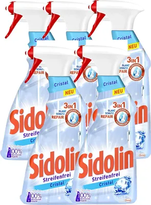 Produktbild von Sidolin Cristal Glasreiniger Reiniger Reinigen Glas 5x500ml Sprühflasche