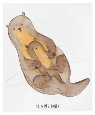 Produktbild von Mr. & Mrs. Panda Decke Otter Kind - Weiß - Geschenk, Mutter, Sofaüberwurf, Bettdecke, Tagesdecke, Familie, Baby, Winterdecke, Seeotter, Mama, Kuscheldecke