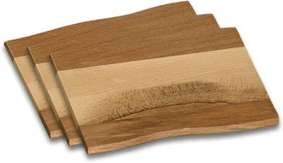 Produktbild von Kesper 85117 -- 3er Set Schneidebrett Servierbrett Buche rustikal Kernbuche 45 x 27 x 1,5 cm