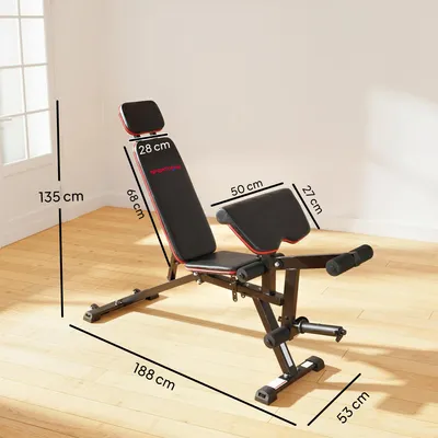 Produktbild von SPORTNOW Hantelbank verstellbar bis 300 kg 3 in 1 Trainingsbank mit Beinstrecker