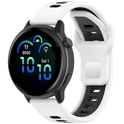 Produktbild von FFO2World 20-mm Silikon-Sportarmband – Für Samsung Galaxy Watch 7/6/5/4, Garmin Vivoactive 5/3, Forerunner 245, Venu SQ 2, Huawei – Weiß/Schwarz