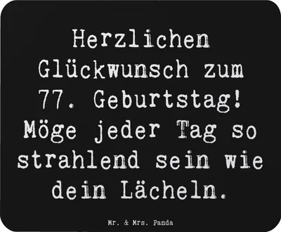 Produktbild von Mr. & Mrs. Panda Mouse Pad Spruch 77. Geburtstag Strahlen - Schwarz - Geschenk, Mauspad, besonderes, besonderer Anlass, Jubiläum, Mousepad, Alter, pc, Feier, mousematte