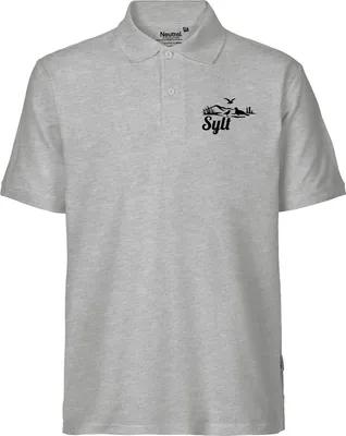 Produktbild von Huuraa Herren Polo Shirt Sylt Strandmotiv L Sport Grey Bio Baumwolle Fairtrade Poloshirt Geschenkidee