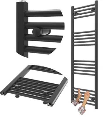 Produktbild von Granitan - Badheizkörper - Handtuchtrockner - 50x130 cm - Schwarz - Handtuchwärmer - BRENO