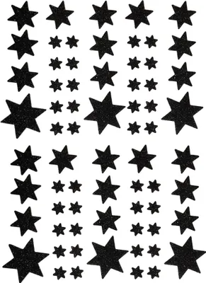 Produktbild von Oblique Unique 68 Sterne Sticker Aufkleber Glitzernd Funkelnd Weihnachtsdeko Weihnachtssterne - schwarz