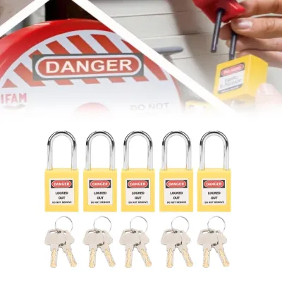 Productafbeelding van Veiligheidshangslot 5 Sets - Isolatie LOTO - Nylon PA - 2 Sleutels per Slot - Geschikt voor Kernenergie - Beschrijfbaar Label - Lockout Slot