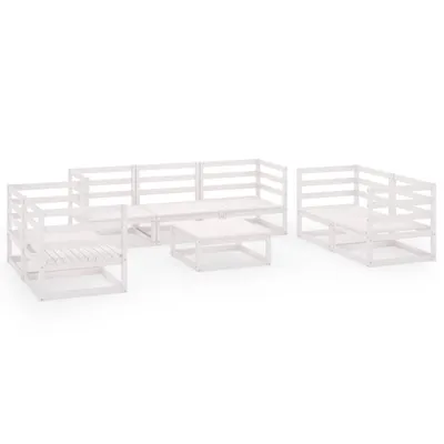 Image de vidaXL Ensemble salon de jardin 8 pièces blanc pin massif