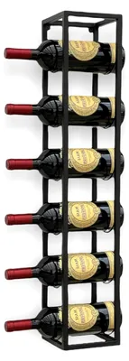 Produktbild von Weinregal Metall Wand 80 cm Schwarz Flaschenregal 96238 Flaschenhalter Wandmontage Modern Wandhalter Wandregal für 6 Flaschen