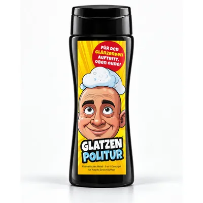 Produktbild von Glatzenpolitur Duschgel 250 ml – Lustiges Geburtstagsgeschenk für Männer mit Glatze, Witziges Geschenk für Glatzenträger, Papa, Freund & Ehemann