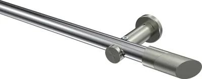 Produktbild von Interdeco Gardinenstange / Vorhangstange Chrom / Edelstahl-Optik, Typ Platon Verano (Schräge) ohne Ringe, 20 mm Ø 1-läufig, 260 cm