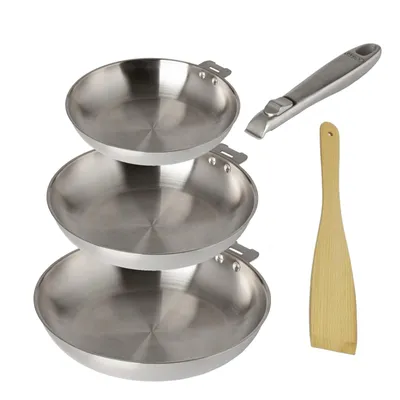 Produktbild von Pyrex Pfannen-Set 3 Tlg 20+24+28 cm aus Edelstahl mit abnehmbarem Griff