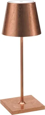 Produktbild von Zafferano Poldina Pro Mini Copper Leaf LED-Tischlampe, wiederaufladbar und dimmbar, mit einer Akkulaufzeit von bis zu 12 Stunden.