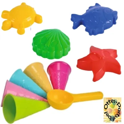 Produktbild von Sandspielzeug: 4 Sandförmchen + 5 Eistüten + 1 Portionierer