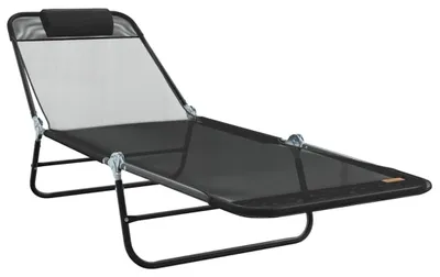 Obrázok produktu pre Lehátko Textilene čierne - Skladacie záhradné ležadlo - 182x55x85,5 cm - Oceľová konštrukcia