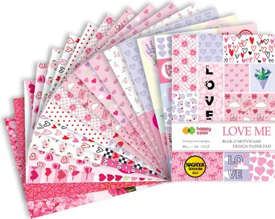 Produktbild von Block Happy Color A4 80 g 15 Blatt 30 Love Me-Motive