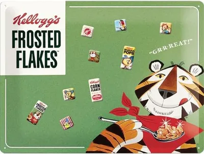 Zdjęcie produktu dla Nostalgic-Art - Metalowa tabliczka 30 x 40 cm - Magnetyczna tabliczka Kelloggs - Frosted Flakesl