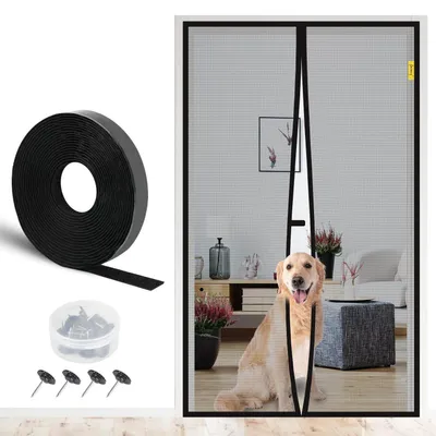 Produktbild von Fliegengitter Balkontür 100x220 cm Schwarz Nanogitter Magnetverschluss ohne Bohren