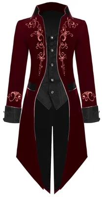 Produktbild von Spooktacular Creations Herren Weinrotes Steampunk-Kostüm, Frack Mittelalterliches Kostüm für Halloween-Kostüm Herren 2024 Cosplay-L