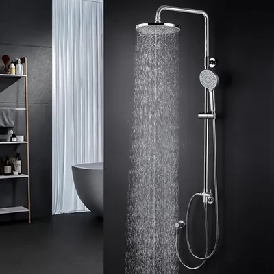 Produktbild von Duschsystem ohne Armatur Regendusche Set Duschset Chrom Duschsäule 3-Funktionen mit Überkopfbrause Handbrause Brausegarnitur aus 304 Edelstahl