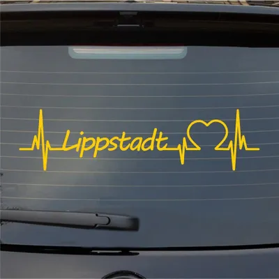 Produktbild von Heckscheibenaufkleber Lippstadt Herzschlag Puls Stadt Liebe 55x20 cm Gelb Auto Aufkleber Sticker