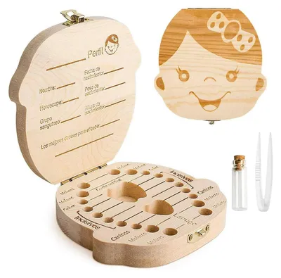 Produktbild von Erinnerungsbox für Milchzähne von Kindern, Holz-Organizer
