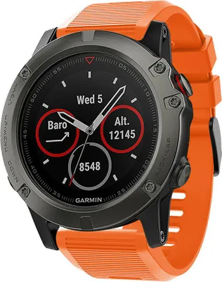 Produktbild von Strap-it Silikon-Sportarmband, passend für Garmin Fenix ​​5x (Plus) / Fenix ​​6x (Pro) / Fenix ​​7x (Pro) / Garmin Fenix ​​8 - 51 mm- Orange
