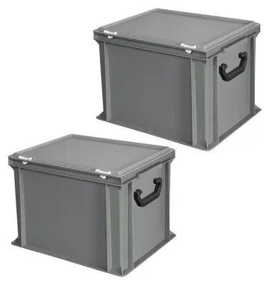 Produktbild von 2 Aufbewahrungskoffer, 400x300x330 mm, 31 Liter, grau