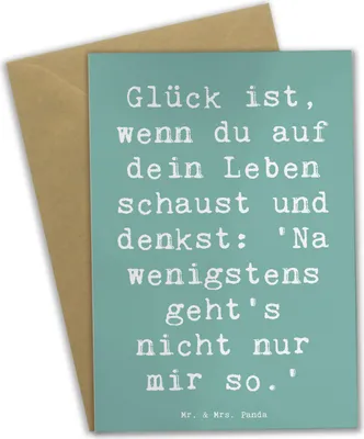 Produktbild von Mr. & Mrs. Panda Glückwunschkarte Spruch Glück Gemeinsam - Meeresbrise - Geschenk, Motivation, Optimismus, Lächeln, weihnachtskarten, babykarte, Leben, Freude, Zitat