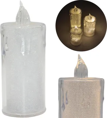 Produktbild von LED-Deko-Kerze 12,5 cm transparentes warmweißes Licht