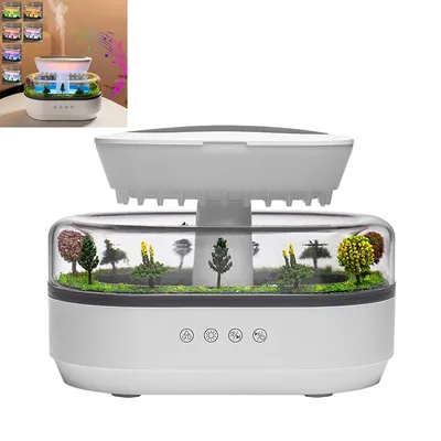 Produktbild von Regentropfen Aromadiffusor, 250ml Luftbefeuchter, Weißes Rauschen, LED Nachtlicht, Naturklänge, Leiser Betrieb, Automatische Abschaltung