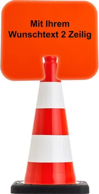 Produktbild von UvV Flex Leitkegel 50 oder 75cm orange + Aufsteckschild Wunschtext(50cm)
