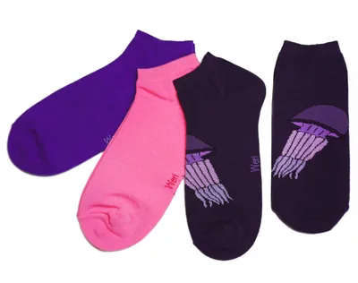 Produktbild von Damen Sneaker Socken 3-er Pack aus Baumwolle Qualle Aubergine Größe 35-38