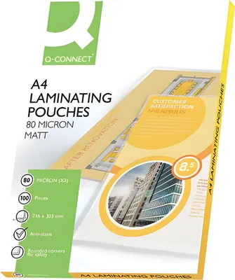 Obrázek produktu pro Q-Connect® KF24057 Laminovací sáčky - A4, 80 mm, 100 ks