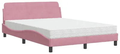 Image de vidaXL Lit avec matelas "Dover" rose 120x200 cm velours