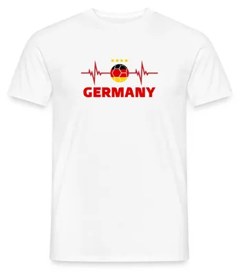Produktbild von Spreadshirt Germany Fußball Herzschlag Schwarz Rot Gold Männer T-Shirt, S, Weiß