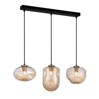 Zdjęcie produktu dla Lampa wisząca Hatella miedziano-czarna 3xE27x60W szkło wym:102,1x83x22cm IP20 Italux
