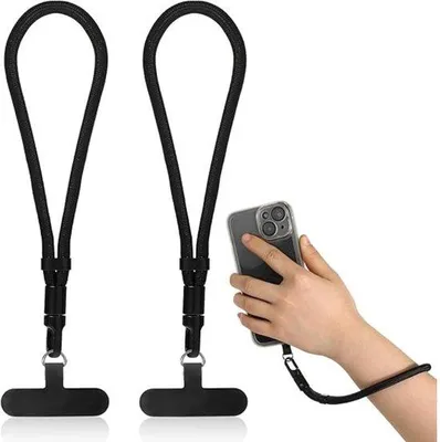 Produktbild von Telefonhalter - Verstelbare Telefonhalterriem - Polskoordriem - Mit Koordetikett - Telefonpolsterband - Für Smartphones - 2 Stück