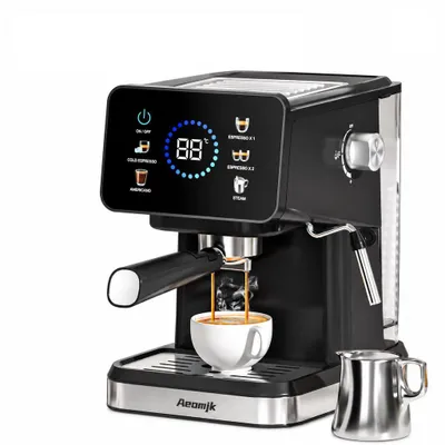 Produktbild von Aeomjk Espressomaschine 20 Bar Siebträger Touchscreen Milchaufschäumer schwarz