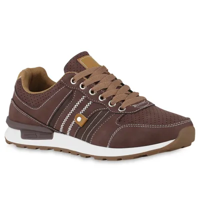 Produktbild von VAN HILL Herren Laufschuhe Sportschuhe Sportlich Profil-Sohle Schnür-Schuhe 841209, Farbe: Braun, Größe: 41