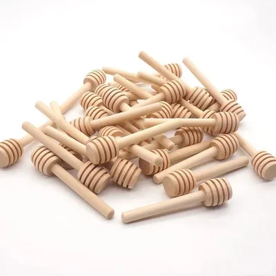 Produktbild von PIQIUQIU 30 Stück Honiglöffel Holz Honig Jam Dipper Sticks Mini Honig Löffel Mini Rührer Stick 8cm/3inch Honigheber Honigspirale für Honiggläser Honig Party