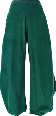 Produktbild von Weite Boho Cord Pluderhose, Feincord Boho Hose, Cordhose - Smaragdgrün, Damen, Baumwolle, Größe: S