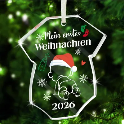 Kristall-Weihnachtskugel 2025 – Mein 1. Weihnachten, mit Box