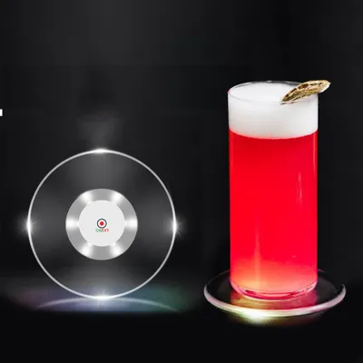Produktbild von LED-Untersetzer, 6er-Pack leuchtende Acryl-LED-Untersetzer mit Farbwechsel für Glas, Bar, Saft, Bier, Hochzeiten, Weihnachtsfeiern, Dekoration, Geschenk (rund)