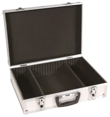 Produktbild von Perel Aluminium Werkzeugkoffer 425 x 305 x 125 mm mit verstellbaren Fächern, Schlüsselschloss (2