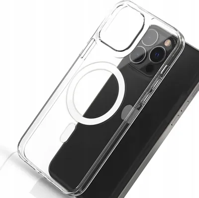 Image de Etui magnétique transparent avec Magsafe pour Iphone 14 Plus avec anneau argenté - transparent