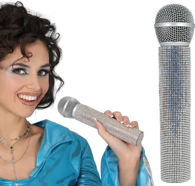 Immagine prodotto di Microfono Rock Glittering Show Stage Carnival Party Cracker Music Gadget Glamour Look, Colore: Argento