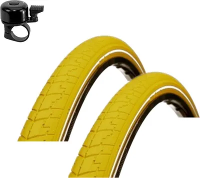 Produktbild von 2 x DSI Fahrradreifen Reflex Gelb 40-635 (28 x 1 1/2) inkl. Fahrradklingel