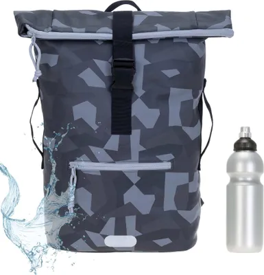 Produktbild von Rucksack Plane Time Bag 24 L Kurierrucksack Roll-Top Herren Jungen Fahrrad Daypack Freizeitrucksack Geheimfach Laptoprucksack Schulrucksack Elephant 12824 Cyber Camo Schwarz + f
